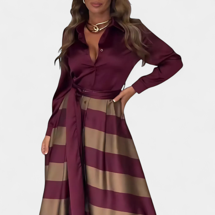 Nessia | Vestido Camisero Elegante de Rayas