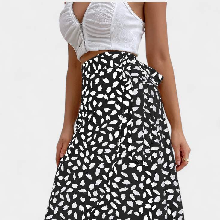 Camila | Falda Envolvente Boho con Estampado Asimétrico