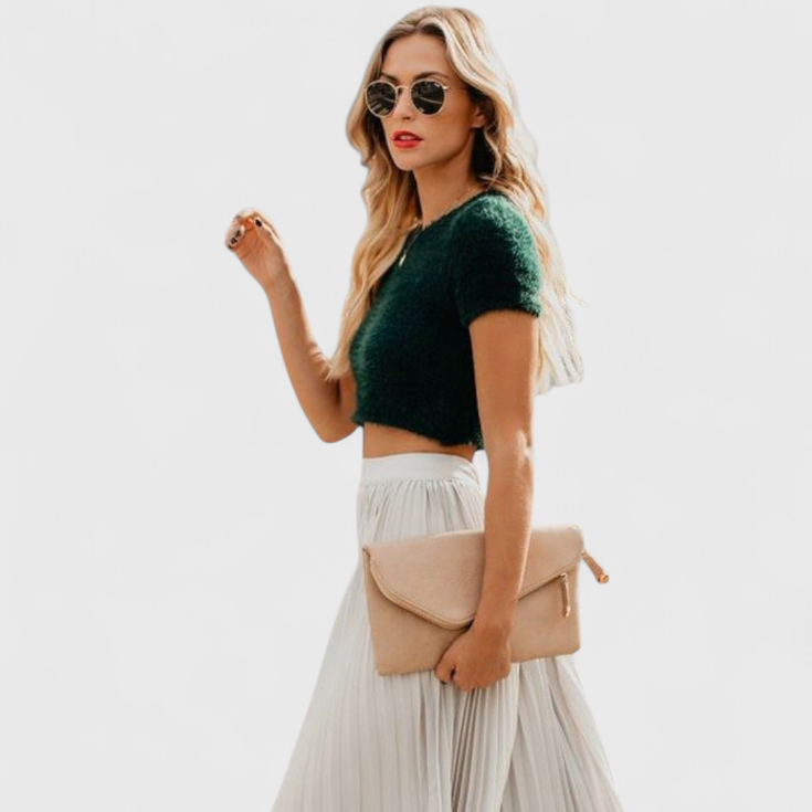 Mila | Falda Larga Plisada de Talle Alto