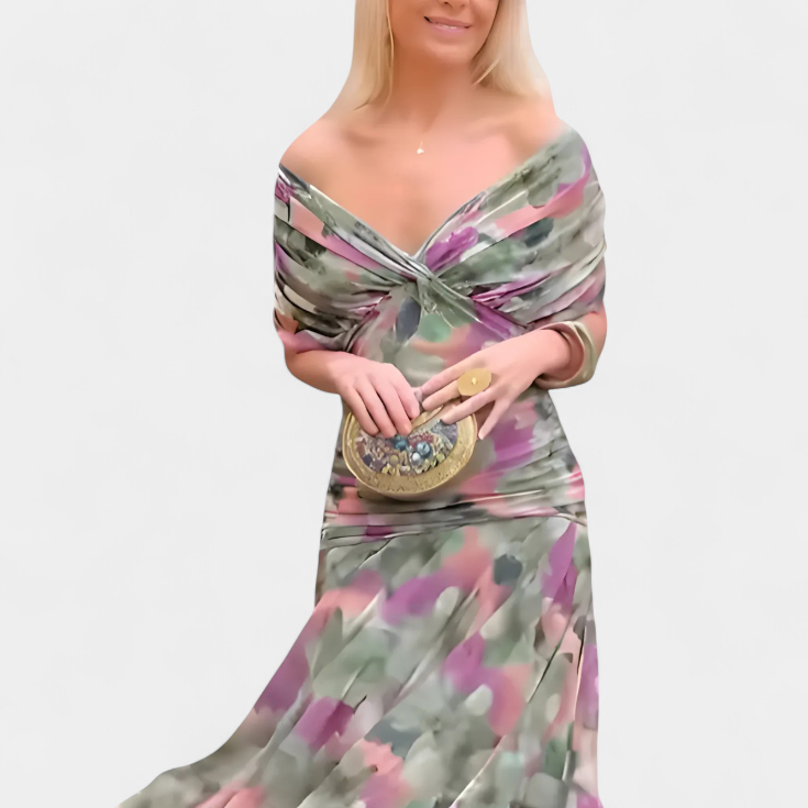Florena | Vestido Maxi Floral con Escote en V