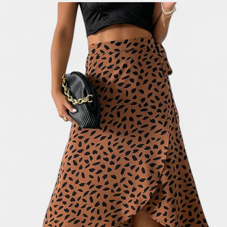 Camila | Falda Envolvente Boho con Estampado Asimétrico