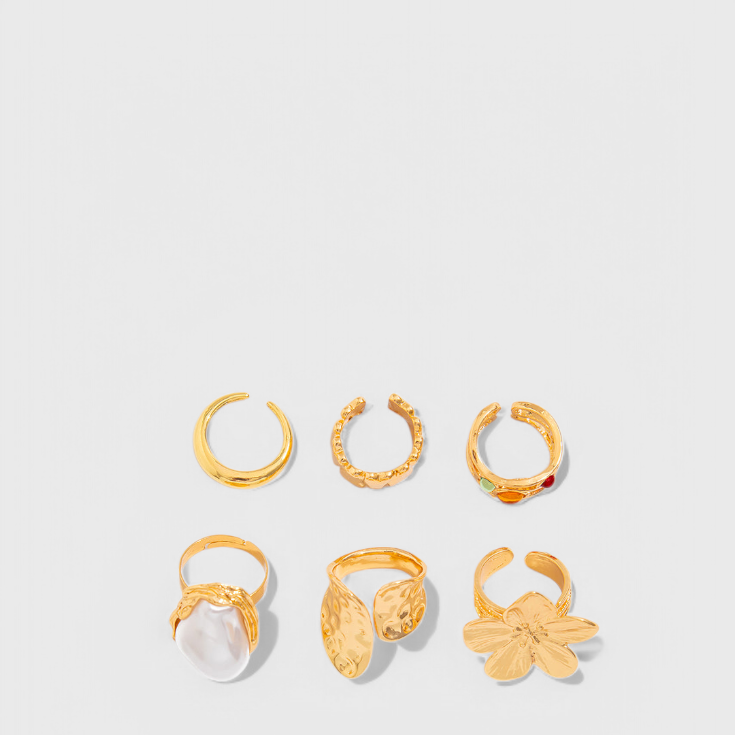Anillo Abierto en Forma de Flor Líquida de Perla