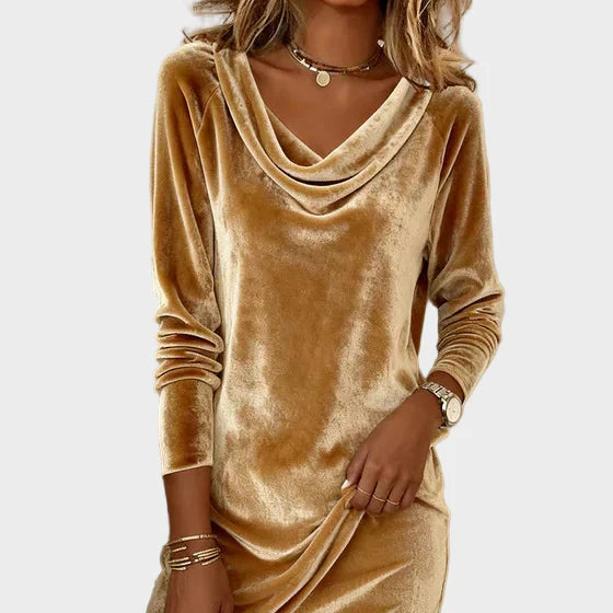 Frosina | Vestido de Terciopelo de Corte Suelto