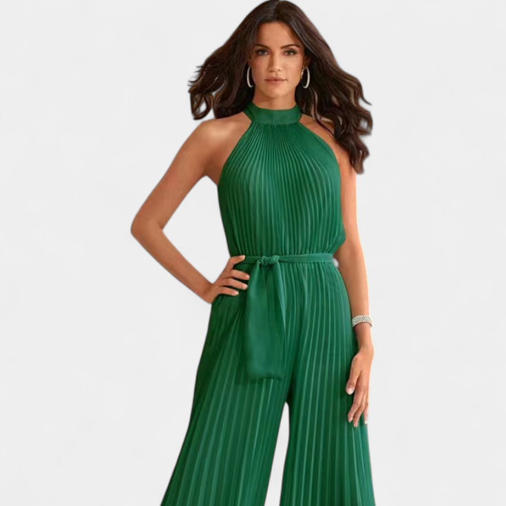 Patrizia | Mono Palazzo Plisado con Cuello Halter