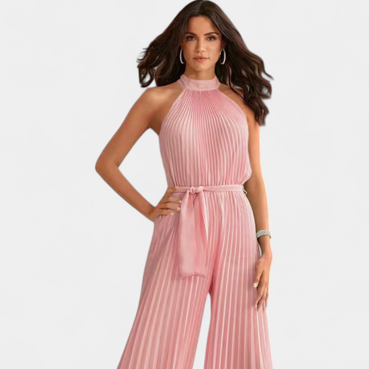 Patrizia | Mono Palazzo Plisado con Cuello Halter