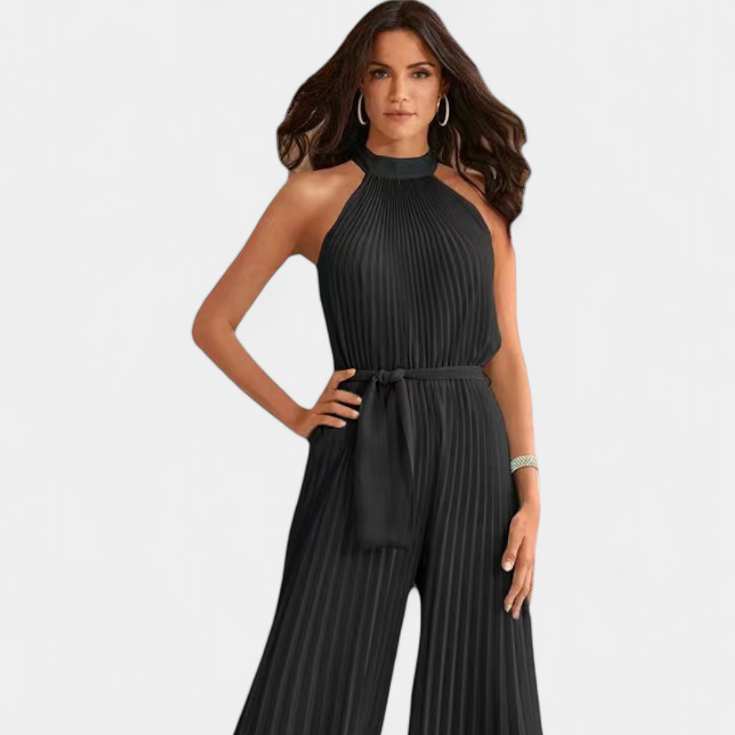 Patrizia | Mono Palazzo Plisado con Cuello Halter