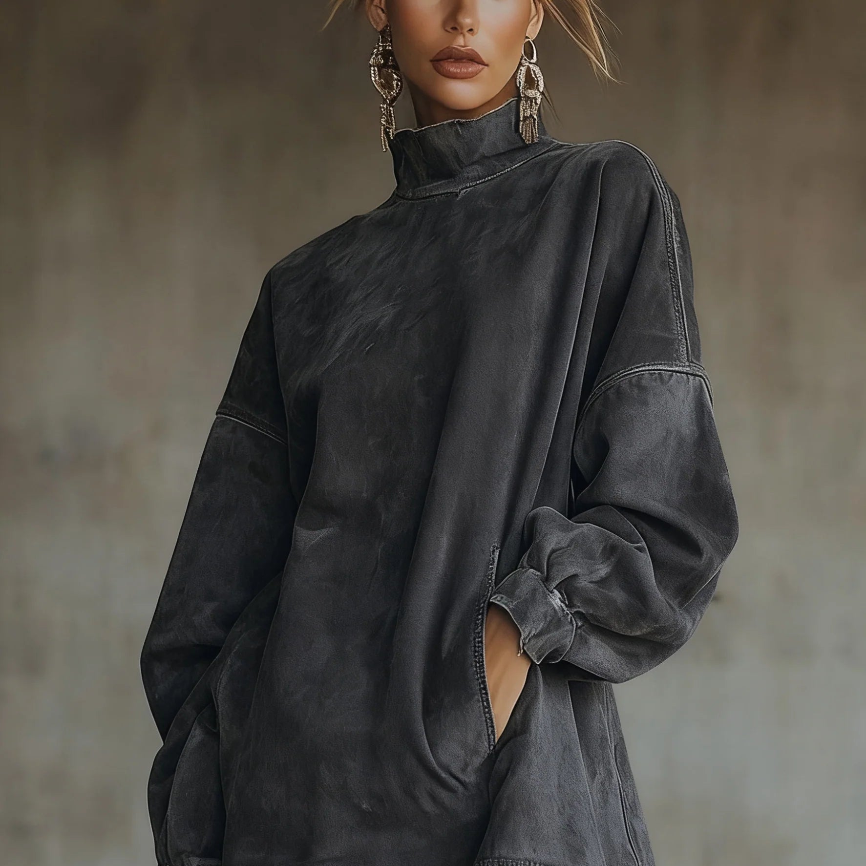 Amalia | Vestido con cuello alto y flecos