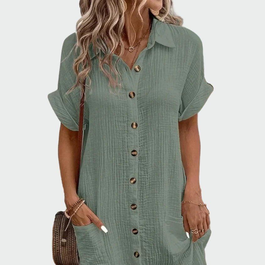 ELIRA | VESTIDO CAMISERO LIGERO Y NATURAL