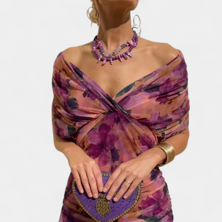 Florena | Vestido Maxi Floral con Escote en V