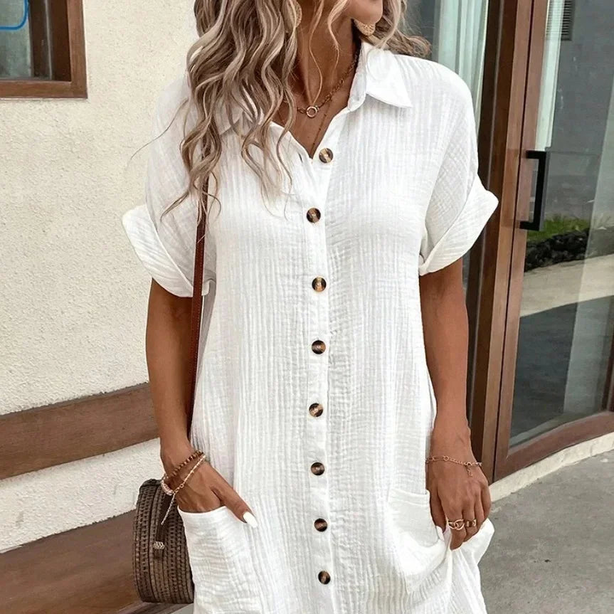 ELIRA | VESTIDO CAMISERO LIGERO Y NATURAL