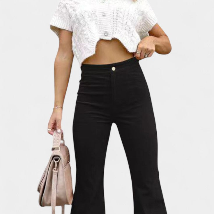 Kiara | Pantalones de Terciopelo de Pierna Ancha de Cintura Alta
