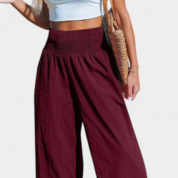 Justina | Pantalón Palazzo con Volantes y Talle Alto