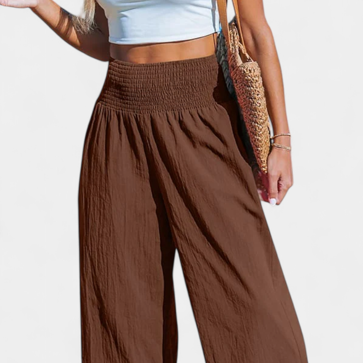 Justina | Pantalón Palazzo con Volantes y Talle Alto
