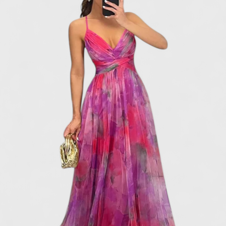 Ingrid | Vestido Maxi Floral con Escote en V