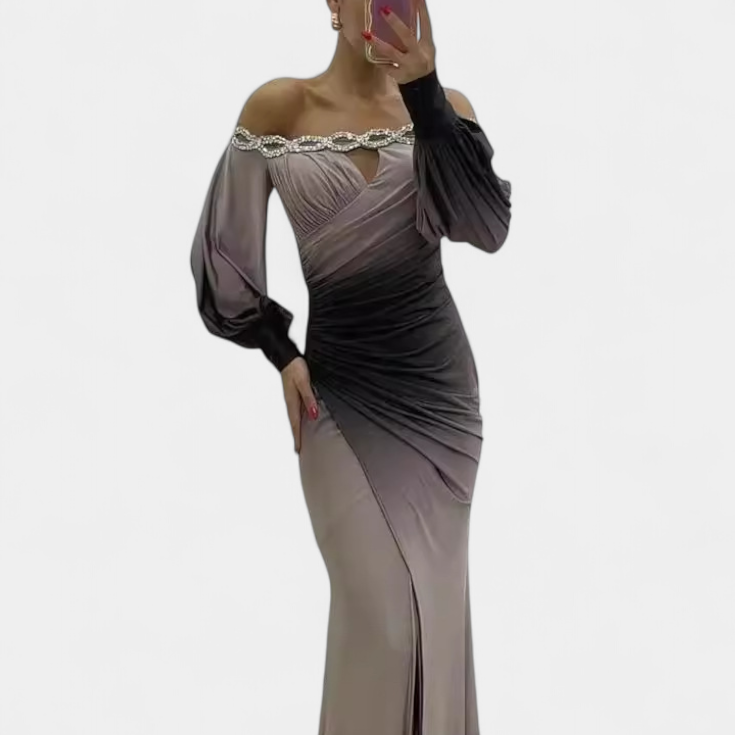 Julitta | Vestido Maxi Ombre con Hombros Descubiertos