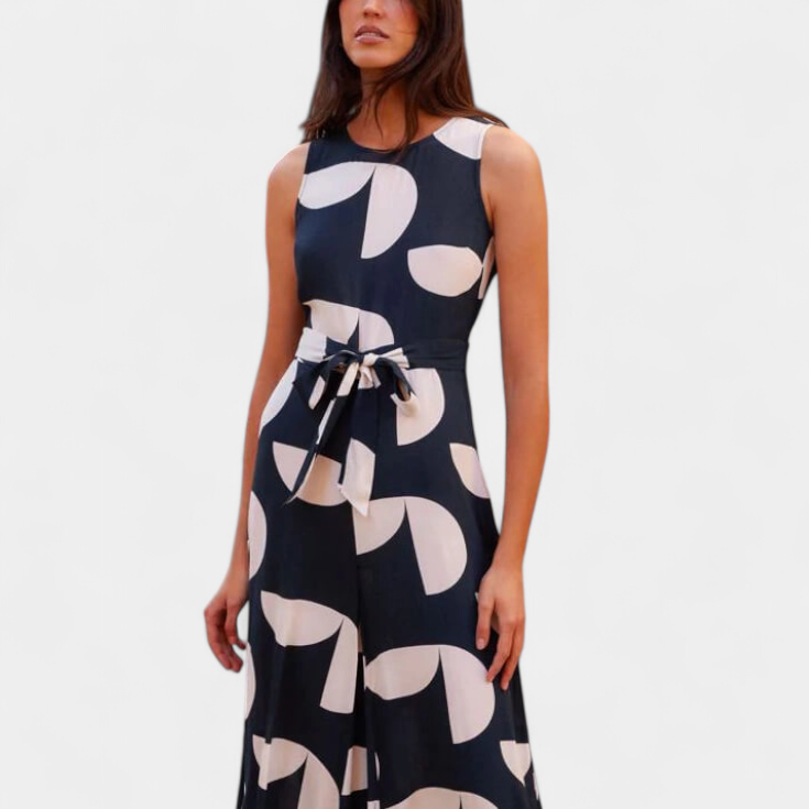 Brooke | Mono Holgado Estampado con Cintura Ceñida y Pierna Ancha