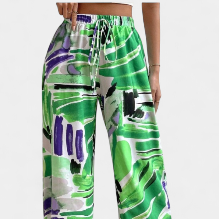 Senda | Pantalones de Pierna Ancha con Estampado Abstracto