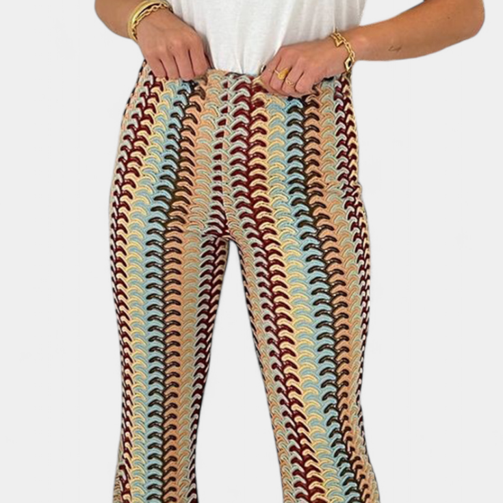 Carlie | Pantalón Acampanado Estampado Retro