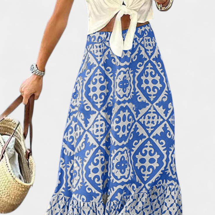 Ethel | Falda Maxi Estampada con Volante