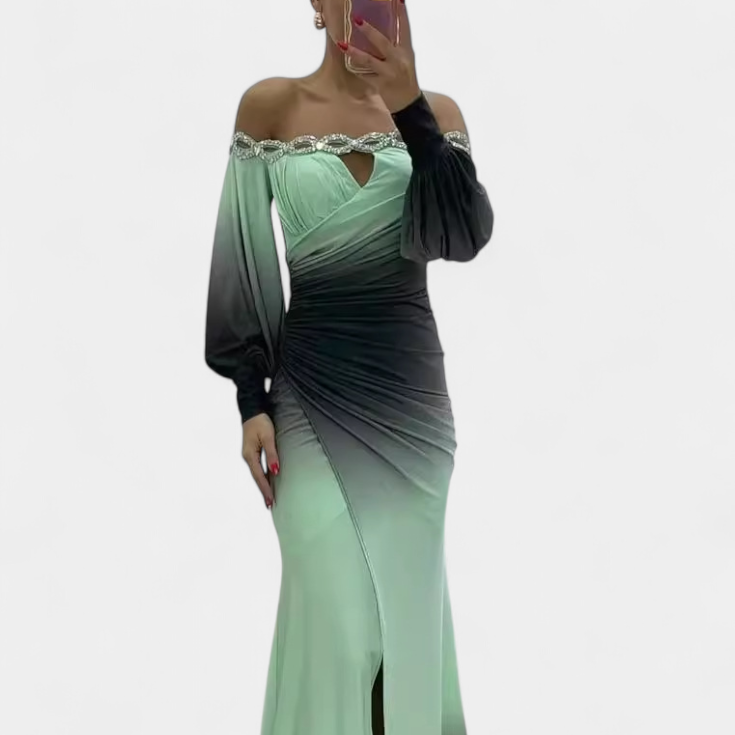 Julitta | Vestido Maxi Ombre con Hombros Descubiertos