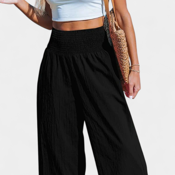 Justina | Pantalón Palazzo con Volantes y Talle Alto