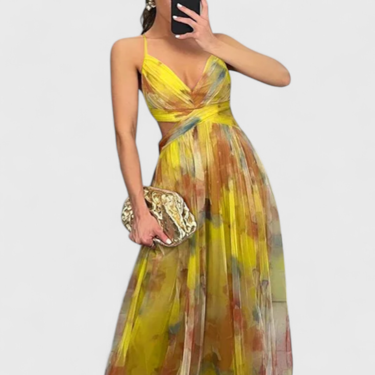 Ingrid | Vestido Maxi Floral con Escote en V