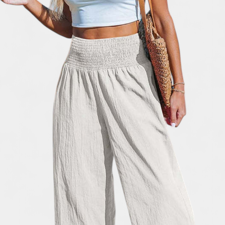 Justina | Pantalón Palazzo con Volantes y Talle Alto