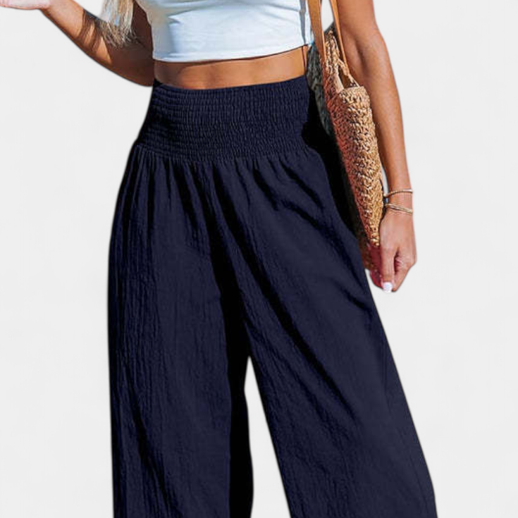 Justina | Pantalón Palazzo con Volantes y Talle Alto