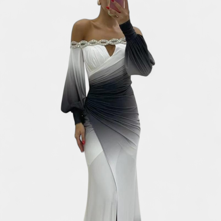 Julitta | Vestido Maxi Ombre con Hombros Descubiertos
