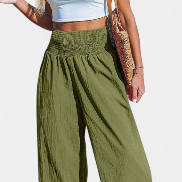 Justina | Pantalón Palazzo con Volantes y Talle Alto