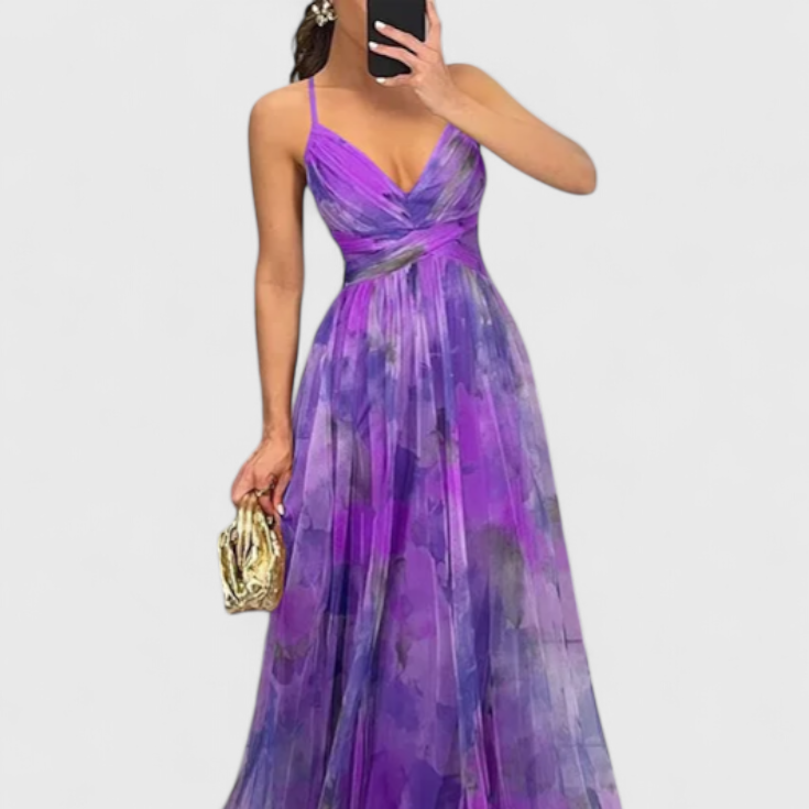 Ingrid | Vestido Maxi Floral con Escote en V