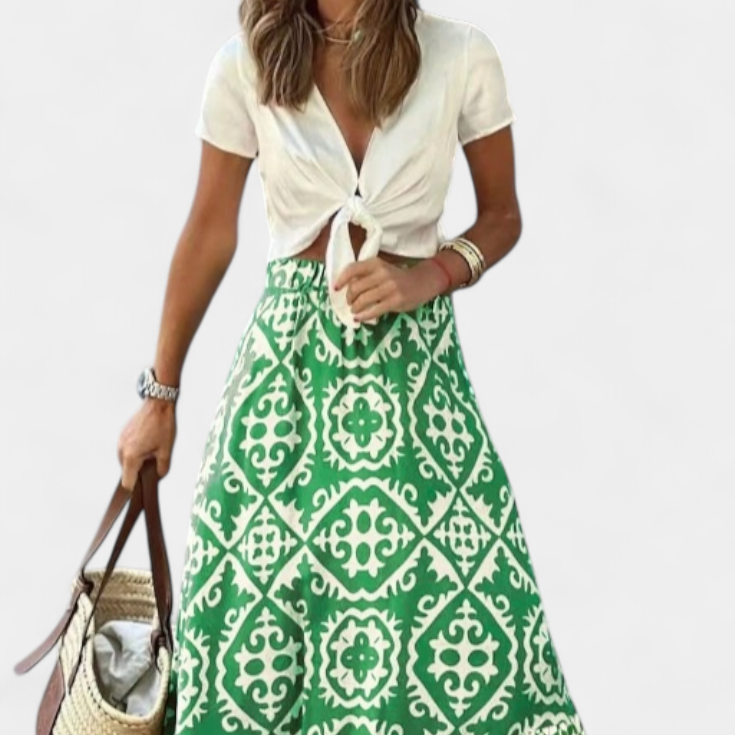 Ethel | Falda Maxi Estampada con Volante