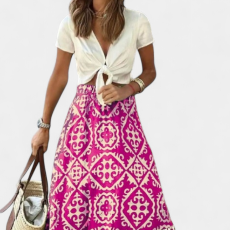Ethel | Falda Maxi Estampada con Volante