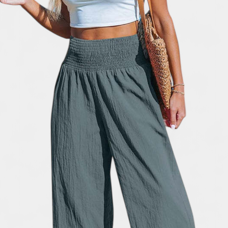 Justina | Pantalón Palazzo con Volantes y Talle Alto