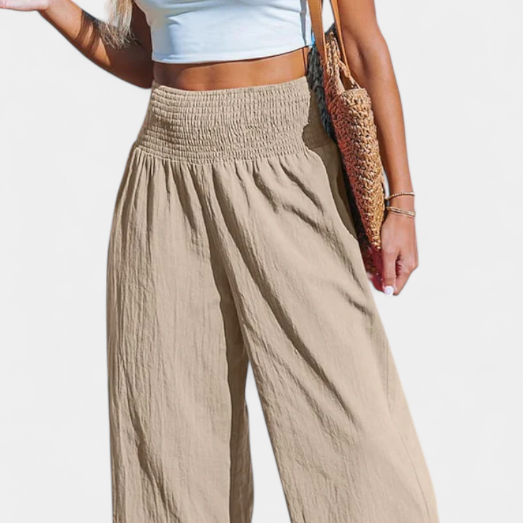 Justina | Pantalón Palazzo con Volantes y Talle Alto