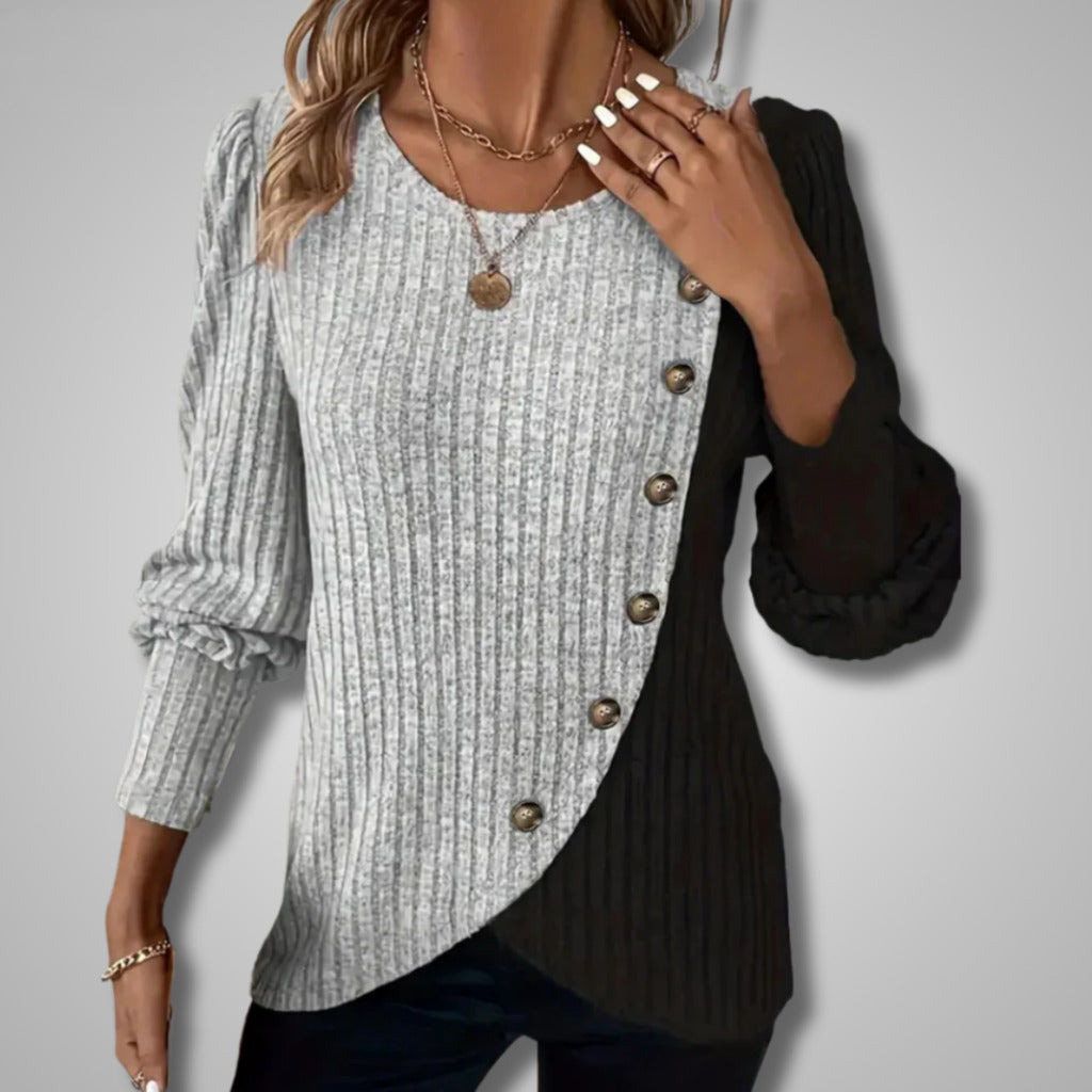 Elora | Jersey Elegante de Punto con Botonadura Frontal