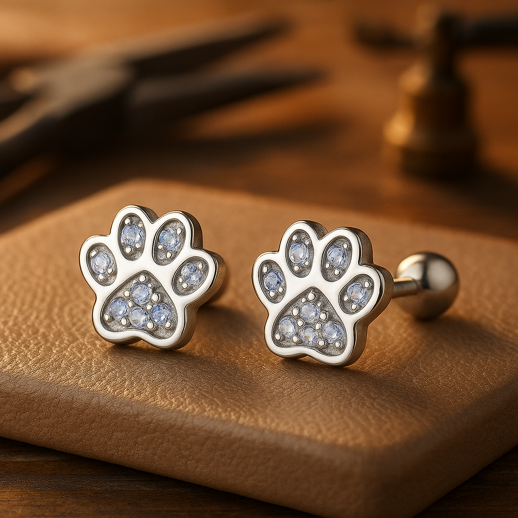 Huella Brillante | Pendientes de Plata con Circonitas