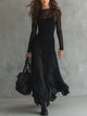 Elena | Vestido maxi negro con mangas transparentes