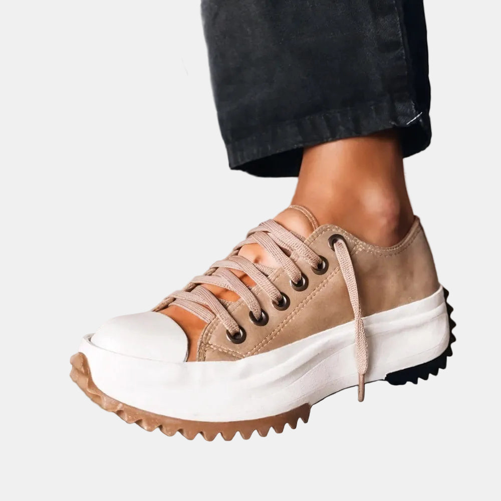 Elina | Zapatos Cómodos Con Tacón Grueso Lona Estilo Urbano