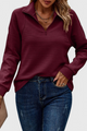 Helene | Jersey de Cuello en V con Cremallera y Manga Larga